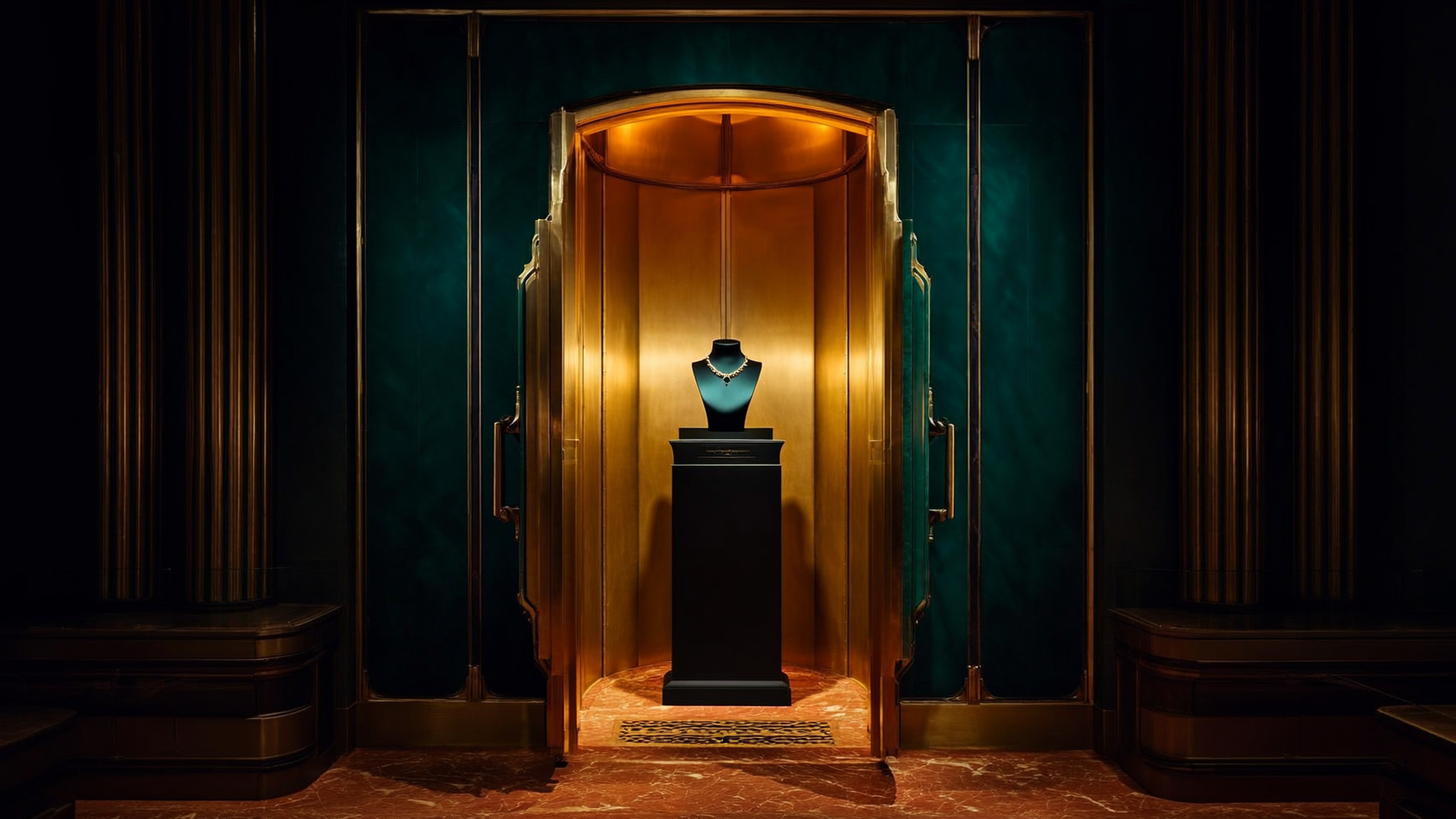 A warm lantern glow against emerald marble